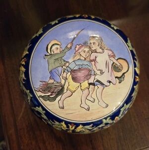 Vintage Chic Canton Enamel Brass Trinket Dish